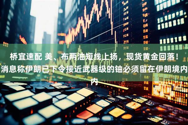 桥宜速配 美、布两油短线上扬，现货黄金回落！消息称伊朗已下令接近武器级的铀必须留在伊朗境内