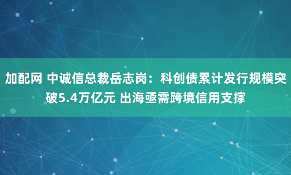 加配网 中诚信总裁岳志岗:科创债累计发行规模突破5.4万亿元 出海亟需跨境信用支撑